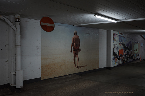 In the multi-storey car park at night.